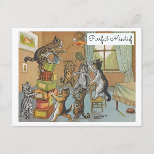 Vintage Louis Wain Katzen perfekte Unfug Streiche Postkarte