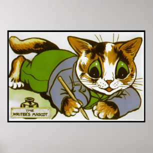 Vintage Louis Wain Katzen-Schreiber-Maskottchen Po Poster