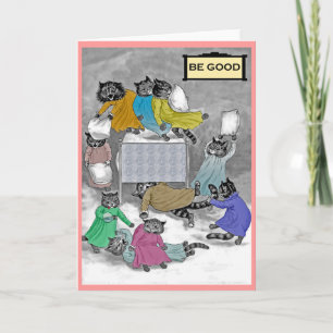 Vintage Louis Wain Kittens Kissen Kissen Kampffahr Karte