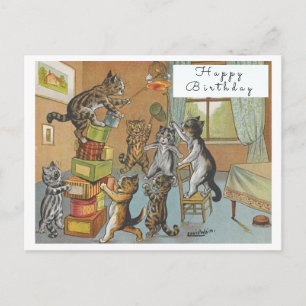 Vintage Louis Wain Lustige Katzen Kunst Alles Gute Postkarte
