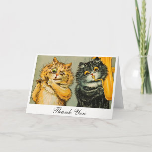 Vintage Louis Wain Lustige Musikkater Danke Karte
