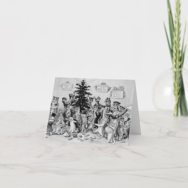 Vintage Louis-Weihnachtskatzen Feiertagskarte (Vorderseite)