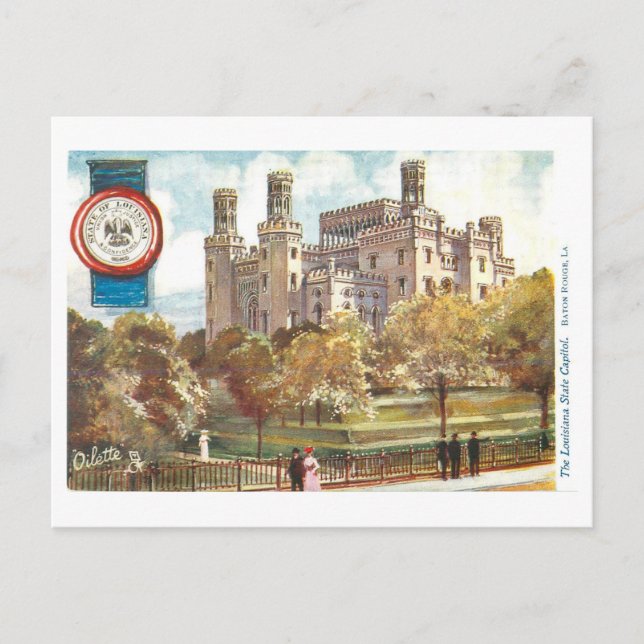 Vintage Louisiana-Hauptstadt mit Siegel Postkarte (Vorderseite)
