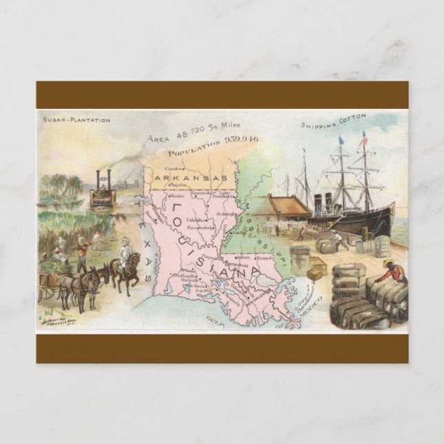 Vintage Louisiana Karte (Vorderseite)
