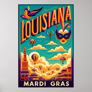 Vintage Louisiana Mardi Gras Umzugsplakat Poster