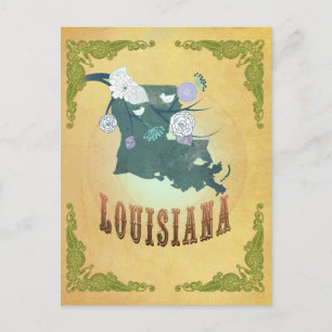 Vintage Louisiana Staat Karte - Passion Frucht gel