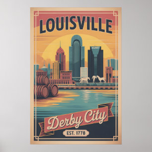 Vintage Louisville Kentucky Derby Stadt Retro Reis Poster