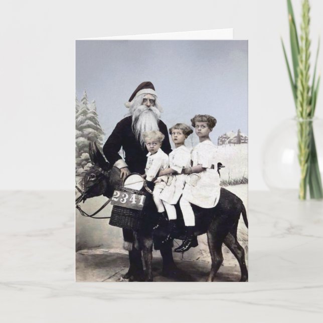 Vintage Lousy Santa Holiday Card Feiertagskarte (Vorderseite)