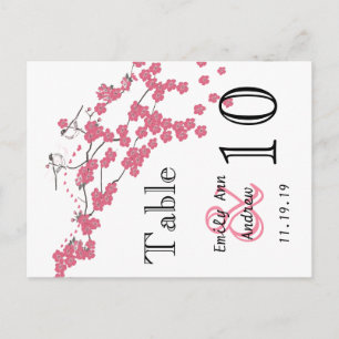Vintage Love Bird Pink Cherry Blossom Tischnummer