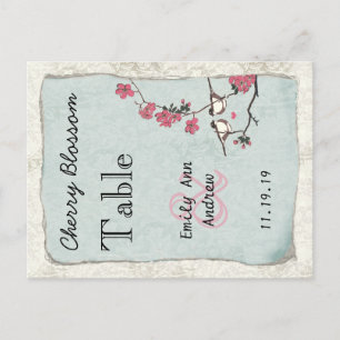 Vintage Love Bird Pink Cherry Blossom Tischnummer