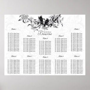 Vintage Love Birds Hochzeitsgästesitzplan Poster