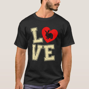 Vintage Love Bunny Hearts Cute Animals Lover Valen T-Shirt