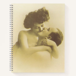 Vintage love couple kissing sepia illustration notizbuch