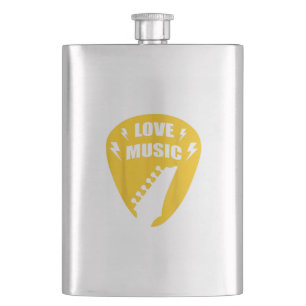 Vintage Love Guitar Music Lover Gift Flachmann