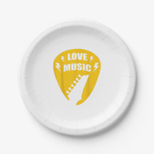 Vintage Love Guitar Music Lover Gift Pappteller