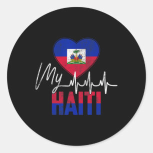 Vintage Love Haiti Beat Herz Flagge Tag Haitianisc Runder Aufkleber