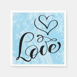 Vintage Love Hearts gestresste blaue Hochzeitsfeie Serviette