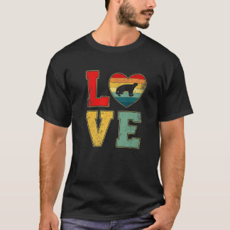 Vintage Love Honey Badger Retro 70er 80er Herz Far T-Shirt