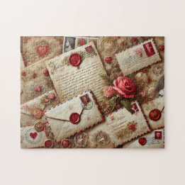 Vintage Love Letters Romantic Collage Puzzle