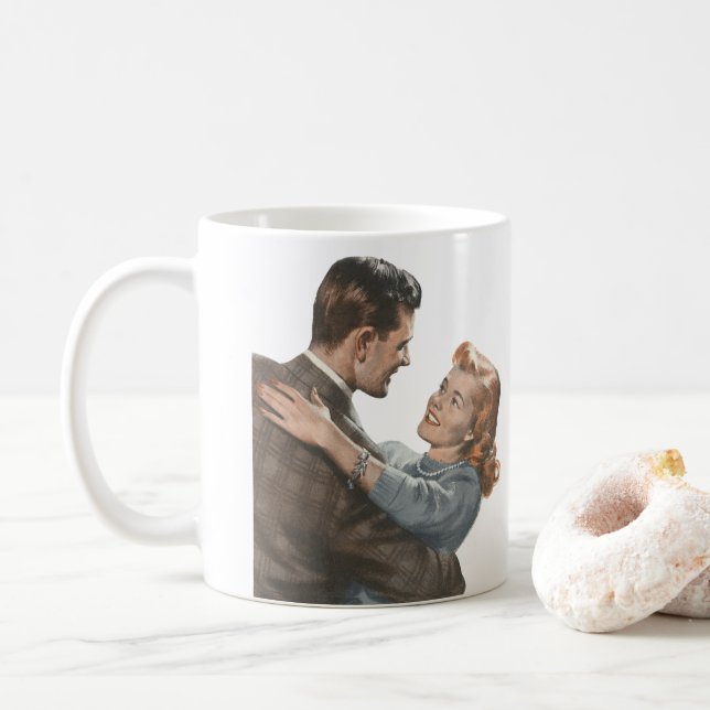 Vintage Love Romance Newlyweds Shall We Dance? Kaffeetasse (Mit Donut)