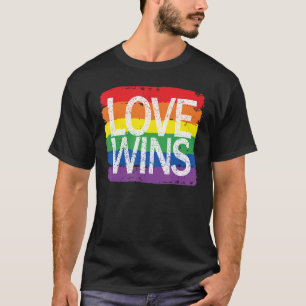 Vintage Love Win Regenbogen Friedenszeichen Stolz T-Shirt