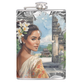 Vintage, Lovely Bali Women and Tropical Paradise  Flachmann