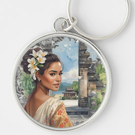 Vintage, Lovely Bali Women and Tropical Paradise Schlüsselanhänger