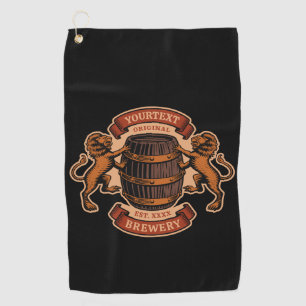 Vintage Löwe Eichenfass Personalisierte Brauerei B Golfhandtuch