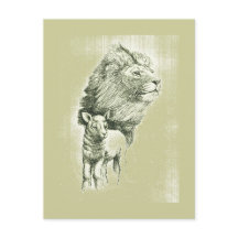 Vintage Löwe & Lamm Postkarte
