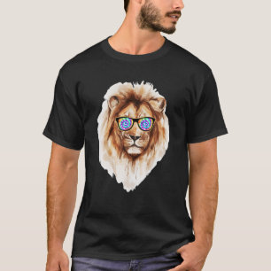 Vintage-Löwen-Kunststil mit Sonnenbrille Tie Dye f T-Shirt