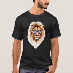 Vintage-Löwen-Stil mit Sonnenbrille Tie Dye für Ju T-Shirt