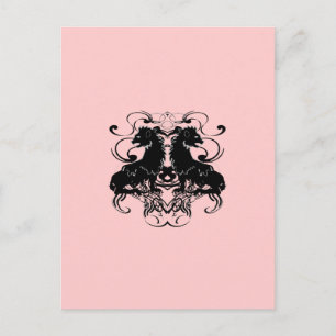 Vintage Löwendesign mit blassrosa Blüten Postkarte