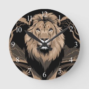 Vintage-Löwenporträt Runde Wanduhr