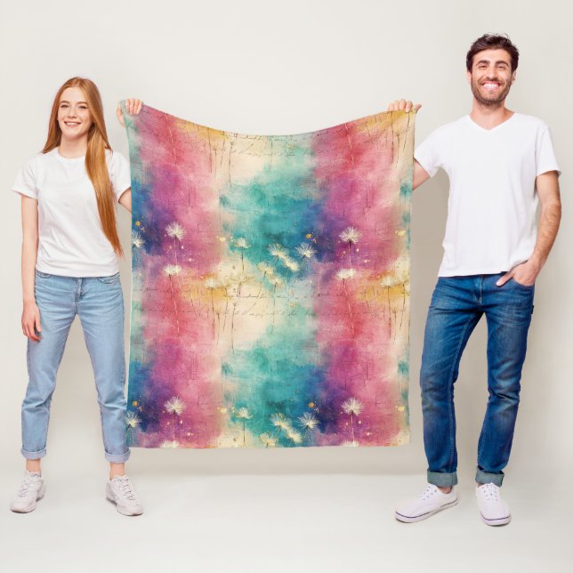 Vintage Löwenzahn abstraktes Muster (4) Fleecedecke (Beispiel)