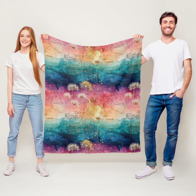 Vintage-Löwenzahn-Abstraktmuster (1) Fleecedecke (Beispiel)