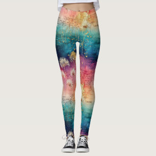 Vintage-Löwenzahn-Abstraktmuster (1) Leggings