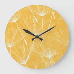 Vintage Löwenzahn: Nahtloses Muster Große Wanduhr