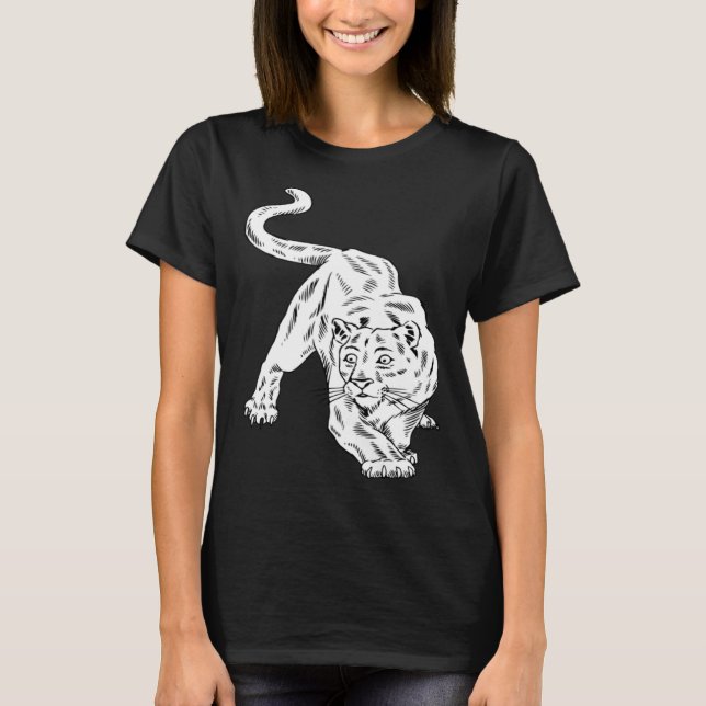 Vintage Löwin Tier Katze T-Shirt (Vorderseite)
