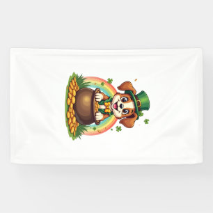 Vintage Lucky Leprechaun Welpe Regenbogen Goldtopf Banner