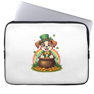 Vintage Lucky Leprechaun Welpen Regenbogen Goldtop Laptopschutzhülle