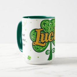 Vintage Lucky Shamrock Muster St. Paddy's Tasse