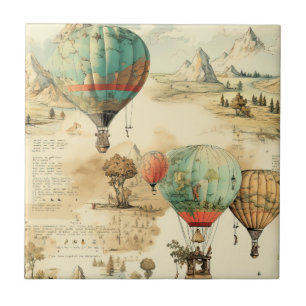 Vintage Luftballon-Wildnis-Karte Berg Fliese