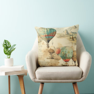 Vintage Luftballon-Wildnis-Karte Berg Kissen