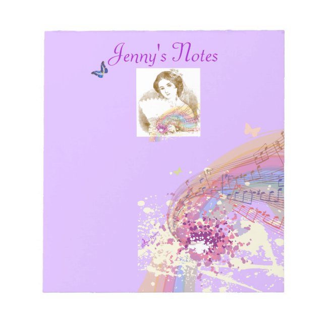 Vintage Lüfterladine Hübsch Lila Kleines Notepad Notizblock (Vorderseite)