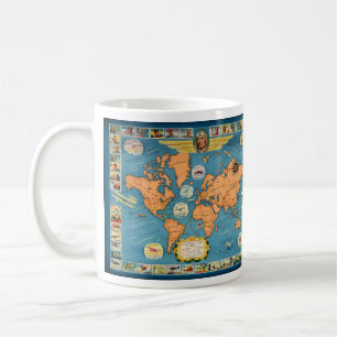 Vintage Luftfahrt - Weltkarte Kaffeetasse