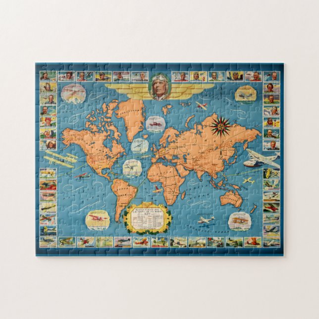 Vintage Luftfahrt - Weltkarte Puzzle (Horizontal)