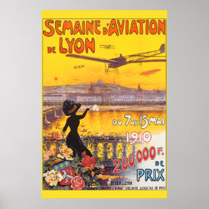 Vintage Luftfahrtwoche in Lyon Poster