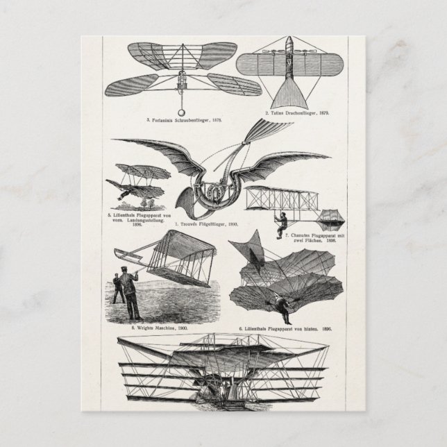 Vintage Luftfahrzeuge Flugzeuge Luftfahrzeuge Retr Postkarte (Vorderseite)