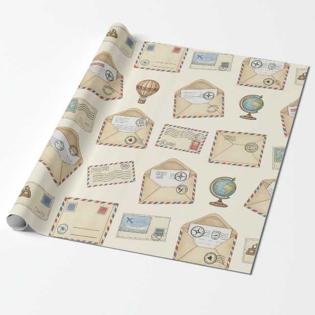 Vintage Luftpost-Abenteuer (4) Geschenkpapier (Ungerollt)