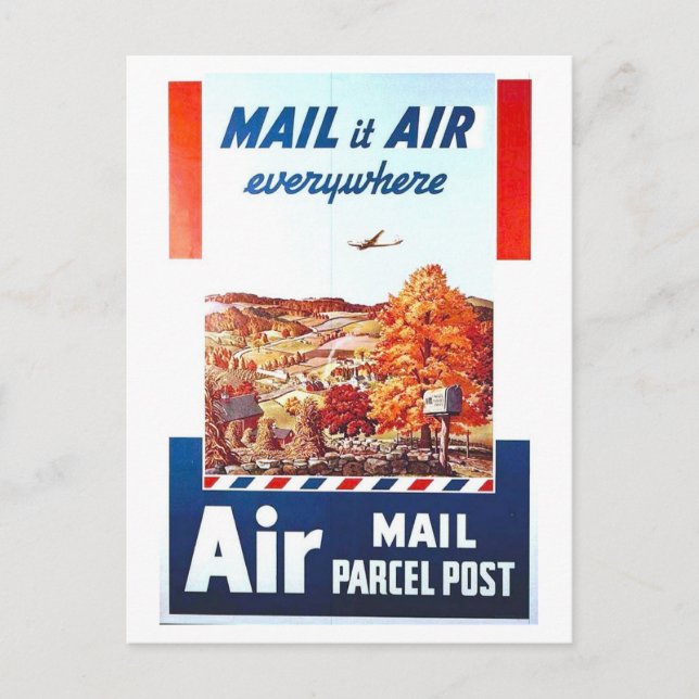 Vintage Luftpost Postamtwerbung Postkarte (Vorderseite)